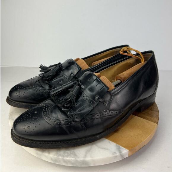 Johnston Murphy Optima Black Leather Wingtip Kiltie Tassel Loafer Men\'s 9.5 D main image 5